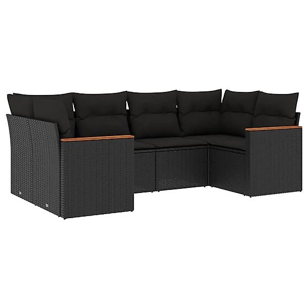 vidaXL 6-Tlg Garten-Sofagarnitur mit Kissen Schwarz Poly Rattan 3258660 günstig online kaufen