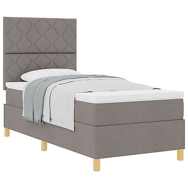 vidaXL Bett Boxspringbett mit Matratze Taupe 90x200 cm Stoff (1-tlg) günstig online kaufen