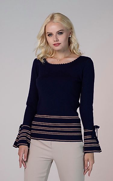 Passioni Strickpullover in Marineblau mit Beigen günstig online kaufen