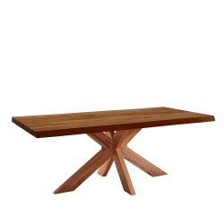 Esszimmertisch Zerreiche mit natürlicher Baumkante Spider Gestell günstig online kaufen