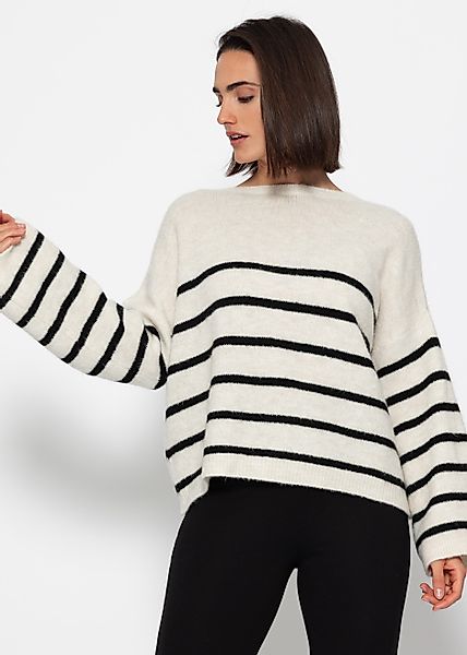 SASSYCLASSY Strickpullover Rückenfrei Strickpullover mit Streifenmuster günstig online kaufen