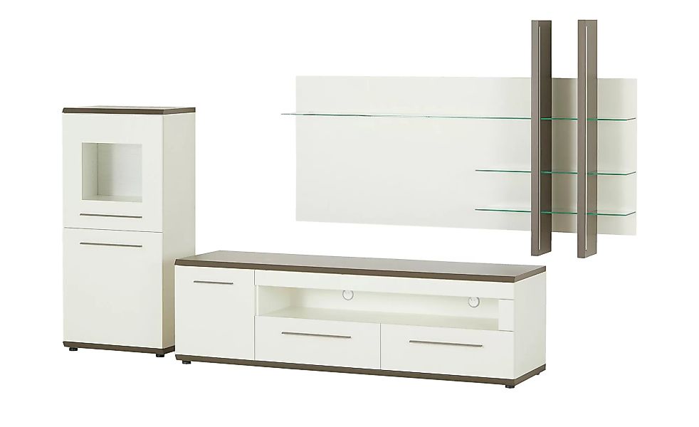 Wohnwand - weiß - 343 cm - 188 cm - 58 cm - Wohnwände > Anbauwände - Möbel günstig online kaufen