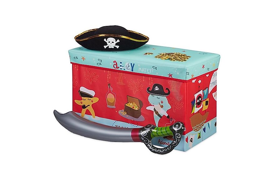 relaxdays Spielzeugtruhe Sitzbox für Kinder, Pirat günstig online kaufen