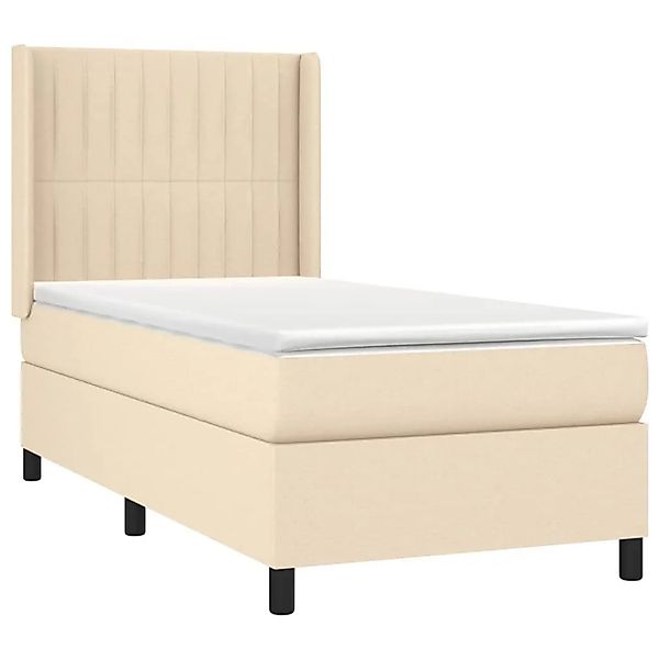 vidaXL Boxspringbett mit Matratze & LED Creme 90x200 cm Stoff 3138450 günstig online kaufen