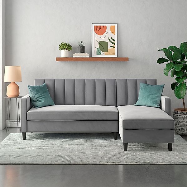 Dorel Home Ecksofa mit Schlafffunktion, Recamiere mit Stauraum beidseitig m günstig online kaufen