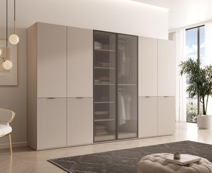 Compleo Kleiderschrank 6-Türen, gerifflete Front, geräumig günstig online kaufen