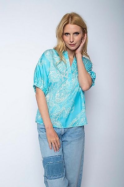 Emily Van Den Bergh Hemdbluse Bluse EMILY VAN DEN BERGH aqua/weiss günstig online kaufen
