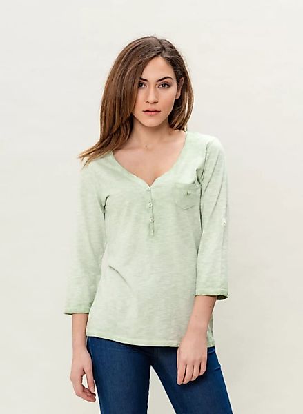 Wor-3179 Damen Garment Dyed 3/4 Arm T-shirt günstig online kaufen