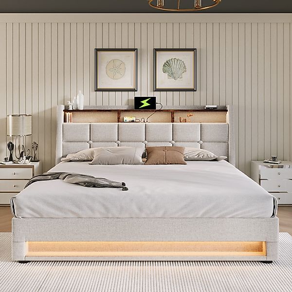STILVORA Polsterbett Stauraumbett 180x200cm mit USB günstig online kaufen
