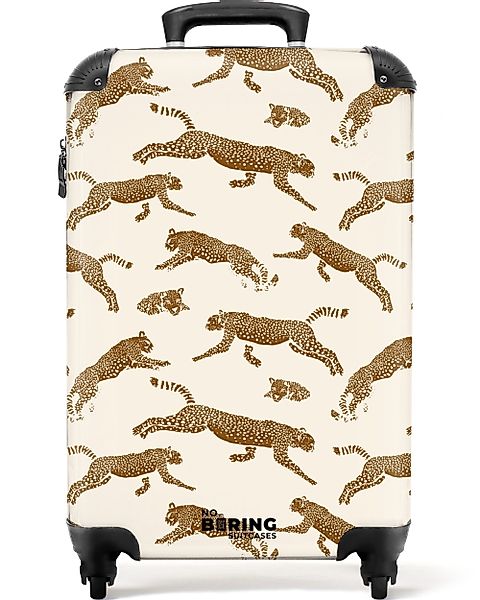NoBoringSuitcases.com© Hartschalen-Trolley Beige mit Panther 55x35x20cm, günstig online kaufen