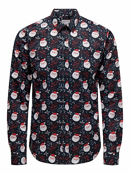 ONLY & SONS Langarmhemd "ONSALF XMAS AOP SLIM POPLIN LS SHIRT" günstig online kaufen