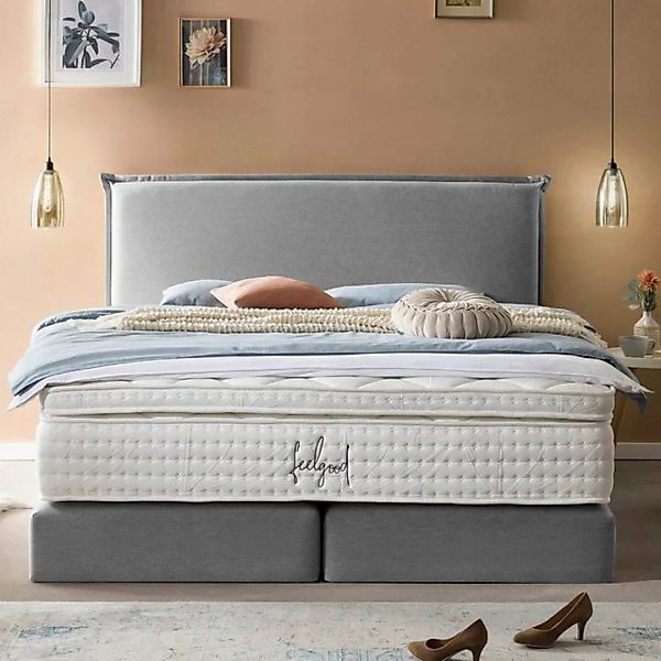 BettCo Boxspringbett London (in Hellgrau Webstoff, 180 x 200 cm), Kopfteil günstig online kaufen