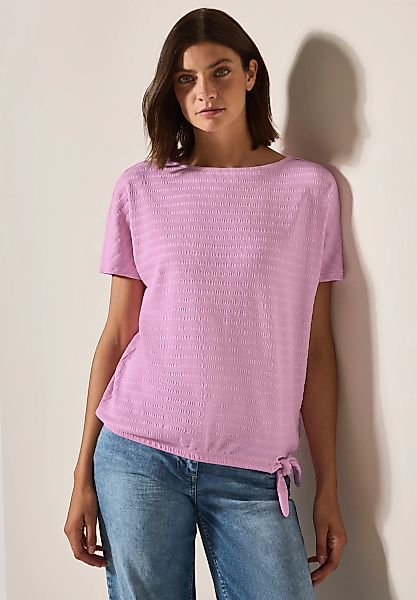 Cecil T-Shirt, in Smok-Optik und mit Knoten-Detail günstig online kaufen
