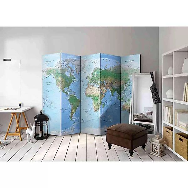 Spanischer Raumteiler mit geografischer Weltkarte 225 cm breit günstig online kaufen
