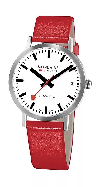 Mondaine Classic Automatic, Lederarmband rot A128.30008.16SBC Damenuhr günstig online kaufen