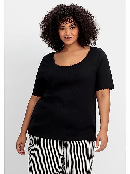 Sheego T-Shirt "Große Größen", mit Ajourmuster und Spitzendetails günstig online kaufen