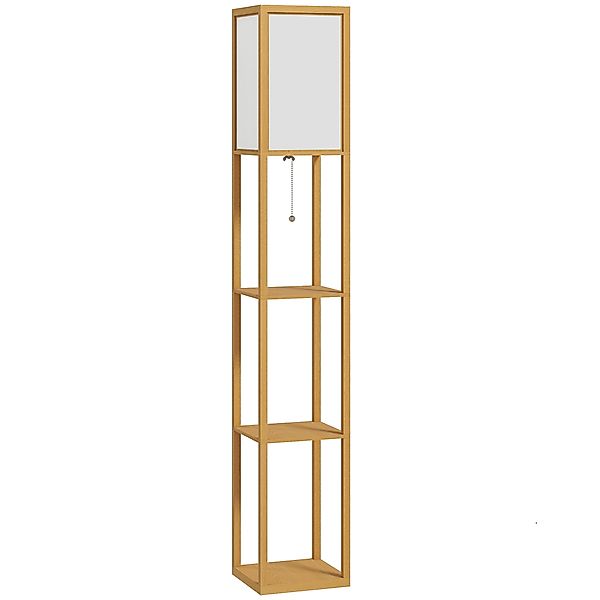 HOMCOM Stehlampe mit Ablagefächern, moderne Holz-Stehlampe, E27-Fassung, fü günstig online kaufen