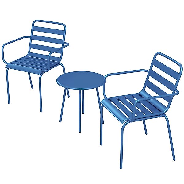 Outsunny 3-teiliges Gartenbistro-Set, Gartensitzgruppe mit 2 stapelbaren St günstig online kaufen