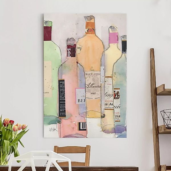 Leinwandbild Küche - Hochformat Weinflaschen in Wasserfarbe II günstig online kaufen