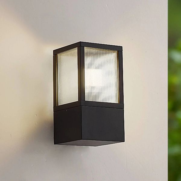 Lucande Außenwandlampe Klemens, schwarz,Metall, IP54, Riffle günstig online kaufen