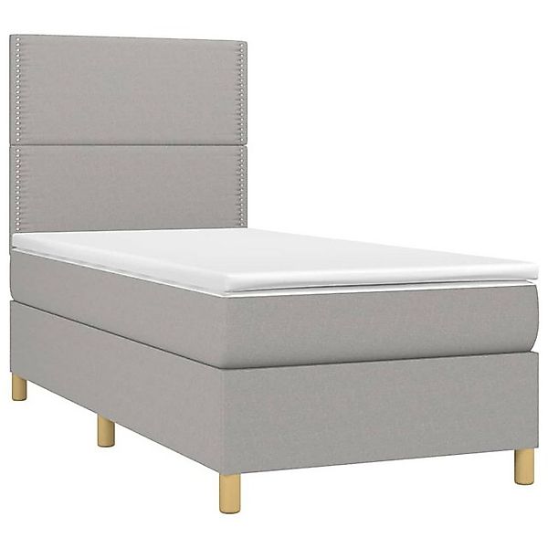 vidaXL Bett Boxspringbett mit Matratze Hellgrau 90x190 cm Stoff günstig online kaufen