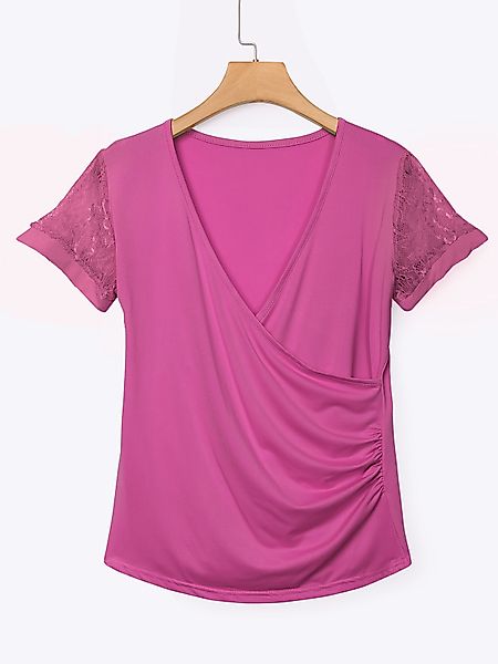Rose Low Cut V-Ausschnitt Wrap Front Lace Insert Bluse günstig online kaufen