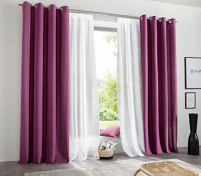 my home Vorhang »Raja« Ösen 2 Stk. tlg. 2er-Set, Bestseller, einfarbig, mod günstig online kaufen