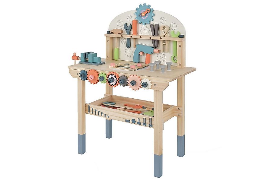 KOMFOTTEU Spielwerkbank, Arbeitsplatte & unterer Ablage, für Kinder ab 3 günstig online kaufen