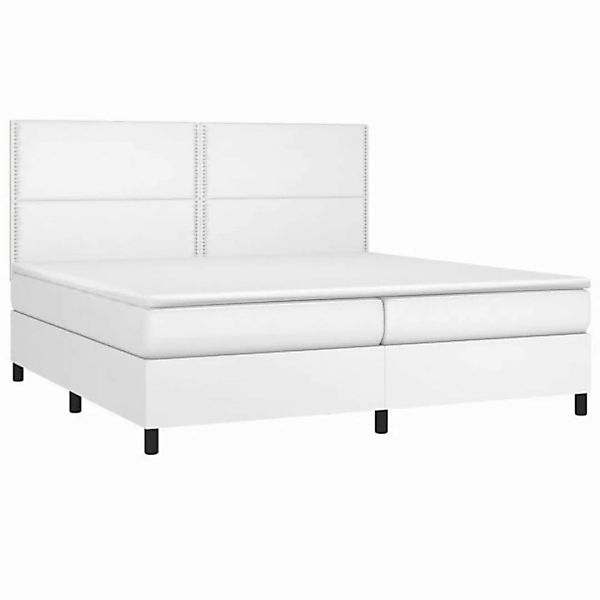 vidaXL Bett Boxspringbett mit Matratze & LED Weiß 200x200 cm Kunstleder günstig online kaufen