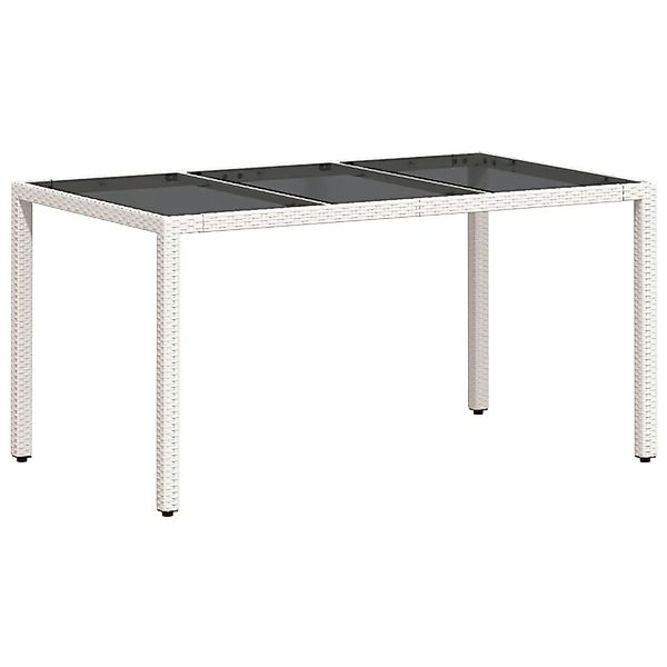 vidaXL Gartentisch mit Glasplatte Weiß 150x90x75 cm Poly Rattan 368126 günstig online kaufen