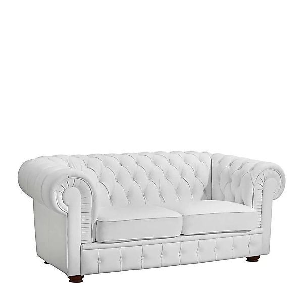 Zweier Sofa Leder weiss im Chesterfield Look 172 cm breit günstig online kaufen