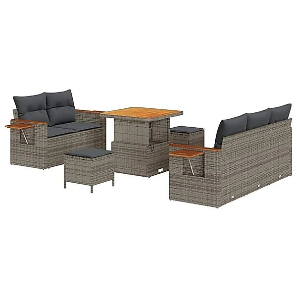 vidaXL Gartensofa-set mit Kissen 10-Tlg Grau Poly-Rattan 3365068 günstig online kaufen