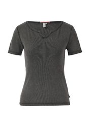 QS T-Shirt in Ripp-Optik und mit günstig online kaufen