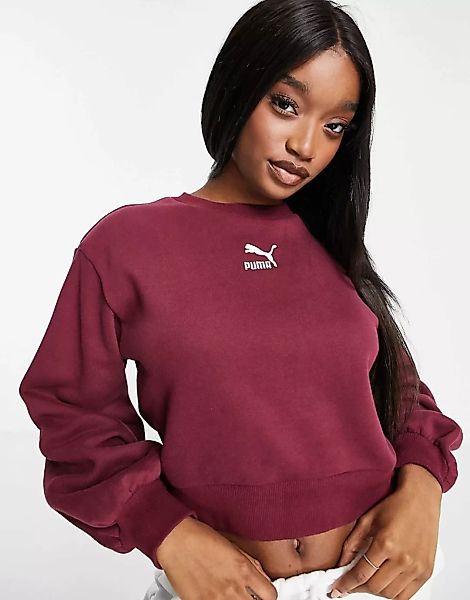 Puma Classics – Sweatshirt in Burgunderrot mit Glockenärmeln günstig online kaufen