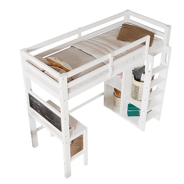 TavilaEcon Hochbett Kinderbett mit Schreibtisch Offener Kleiderschrank und günstig online kaufen