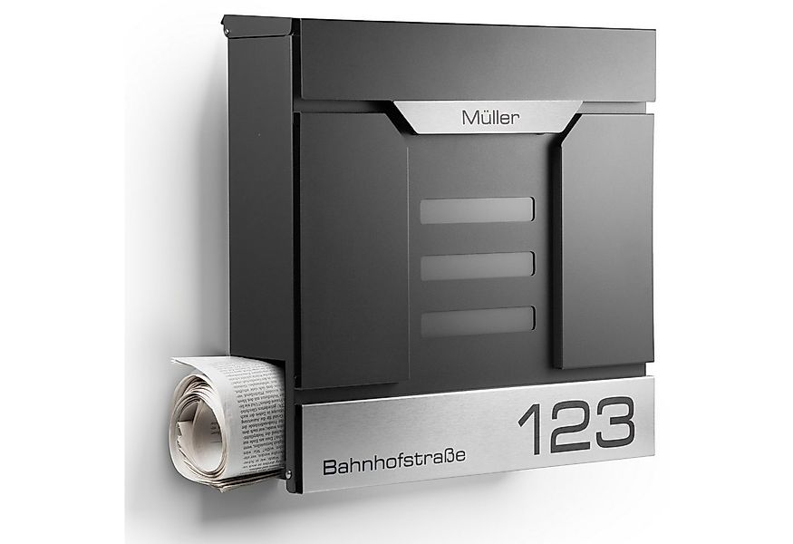 NewHabitat Briefkasten Moderner Wandbriefkasten Personalisierbar Anthrazit günstig online kaufen