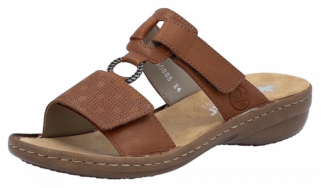 Rieker Pantolette Sommerschuh, Strandschuh, Klettschuh mit Perforation günstig online kaufen