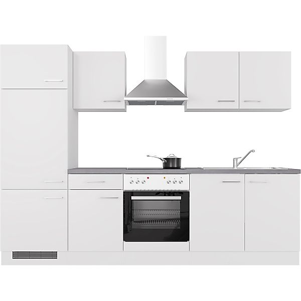 Flex-Well Exclusiv Küchenzeile Joelina 270 cm Weiß matt - Beton Grau günstig online kaufen