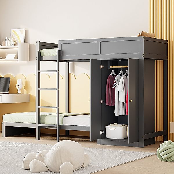 STILVORA Etagenbett 90×200 Jugendbett mit Schrank günstig online kaufen