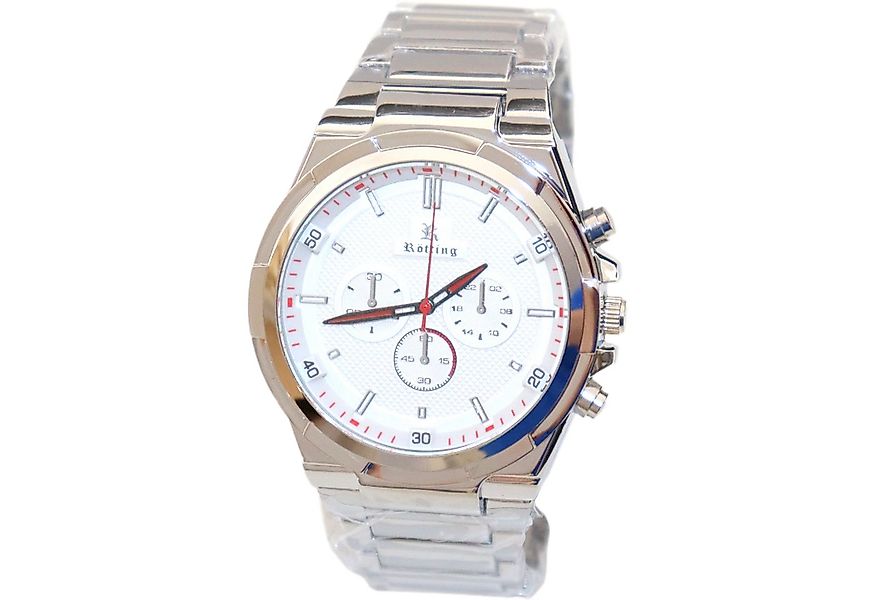 Rötting Design Quarzuhr Herrenuhr weißes Ziffernblatt in Chrono-Look Design günstig online kaufen