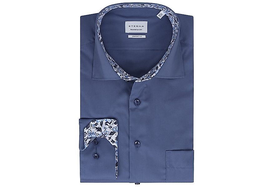 Eterna Businesshemd COMFORT FIT I Bügelfrei I Blau I 100% Baumwolle Langarm günstig online kaufen