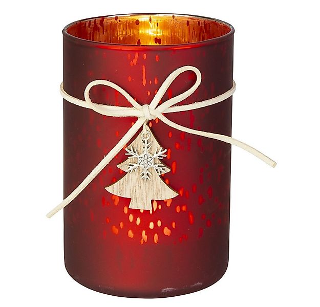 MICA Windlicht Windlicht mit Schleife - rot - ca. 8 x 12 cm günstig online kaufen