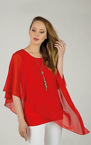 Passioni Tunika Asymmetrische Chiffon-Tunica in Rot mit komfortablem Viskos günstig online kaufen