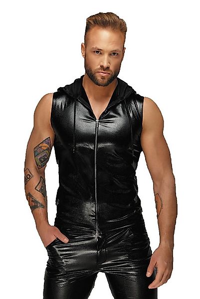 Noir Handmade Men Collection T-Shirt Schwarzes Herren wetlook Kapuzenshirt günstig online kaufen