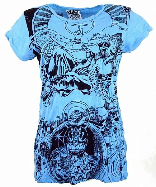 Guru-Shop T-Shirt Sure T-Shirt Meditation Thai Buddha - hellblau Festival, günstig online kaufen