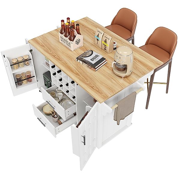 OKWISH Küchenwagen Multifunktionale Kücheninsel,Küchewagen, mit Schubladen, günstig online kaufen