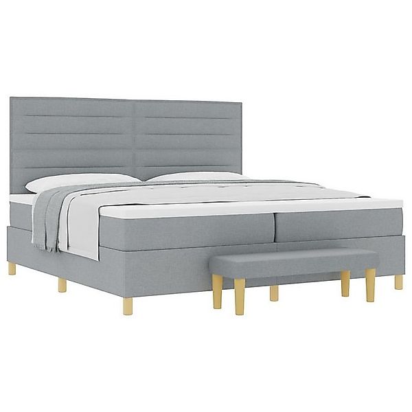 vidaXL Bett Boxspringbett mit Matratze & Bank Hellgrau 200x200 cm Stoff (2- günstig online kaufen