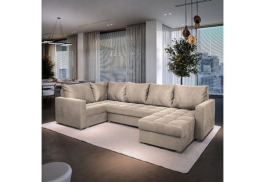 Masseno Ecksofa LORIVO mit Schlaffunktion U-Form, Sofa mit Bettkasten günstig online kaufen