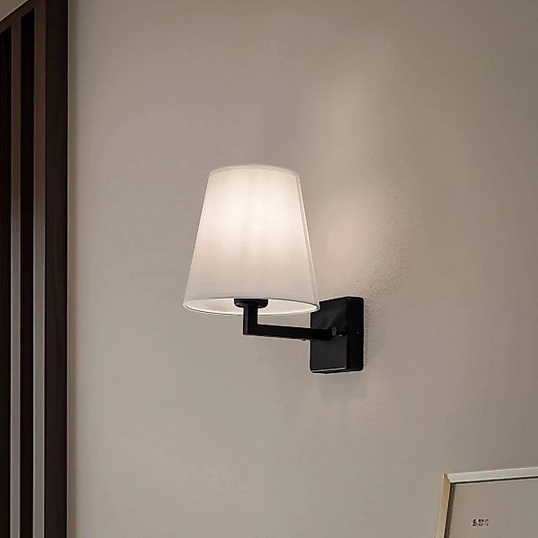 Wandlampe Profil 4659, schwarz, weißer Stoffschirm günstig online kaufen