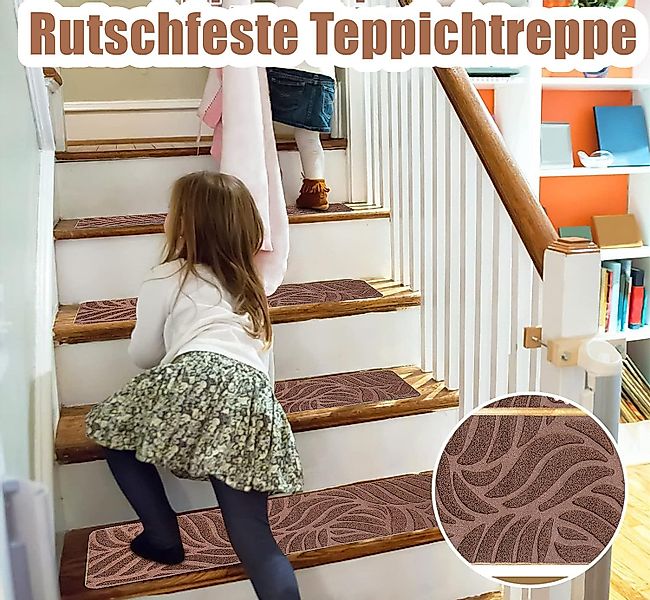 Refttenw Stufenmatte Rutschfester Treppenteppich, Stufenteppich 6-St günstig online kaufen